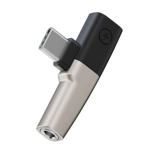 2 in 1 USB-C / Type-C to 3.5mm + USB-C / Type-C DAC Audio Phone Charging Adapter(Tarnish) by buy2fix