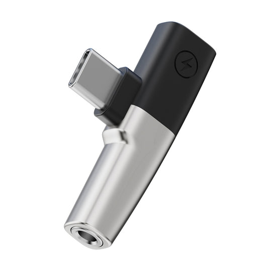 2 in 1 USB-C / Type-C to 3.5mm + USB-C / Type-C DAC Audio Phone Charging Adapter(Silver) by buy2fix