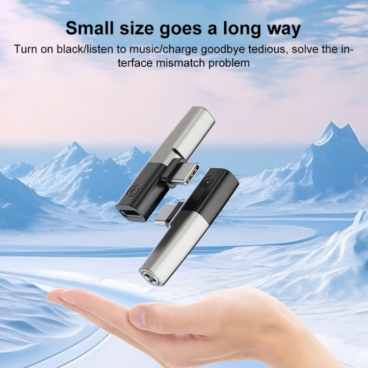 2 in 1 USB-C / Type-C to 3.5mm + USB-C / Type-C DAC Audio Phone Charging Adapter(Tarnish) by buy2fix