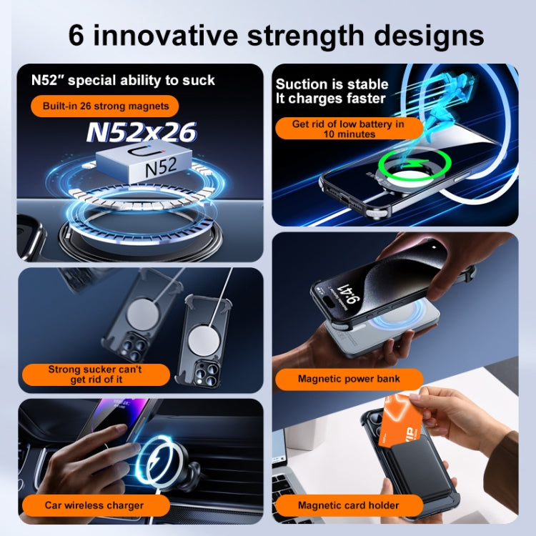 For iPhone 15 Pro Max 360 Degree Rotation MagSafe Stand Metal Phone Case(Leather Black) - iPhone 15 Pro Max Cases by buy2fix | Online Shopping UK | buy2fix