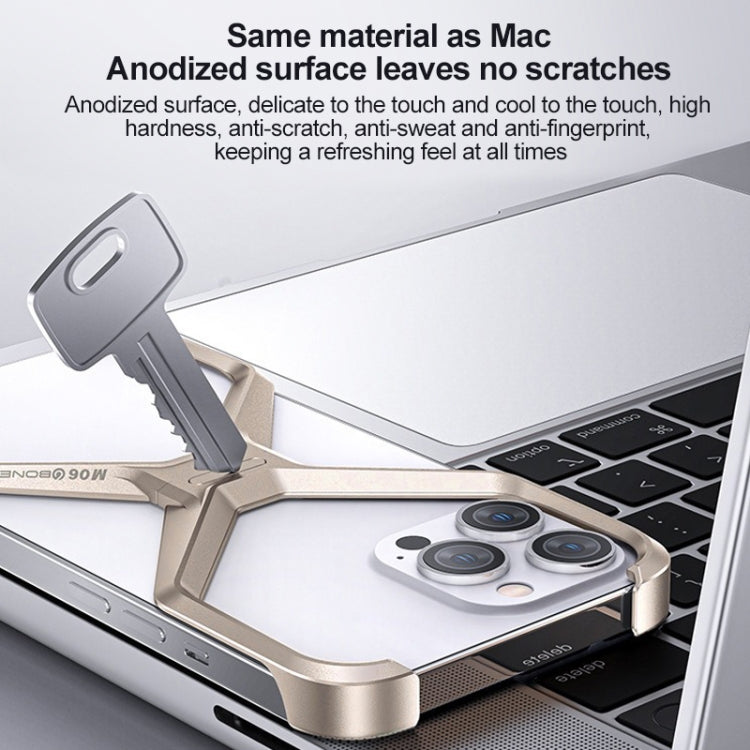 For iPhone 15 Frameless X-shaped Metal Phone Case(Titanium Gold) by buy2fix