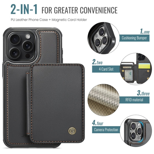 For iPhone 15 Pro JEEHOOD J05 Business Magnetic Style RFID Leather Phone Case(Black) - iPhone 15 Pro Cases by JEEHOOD | Online Shopping UK | buy2fix