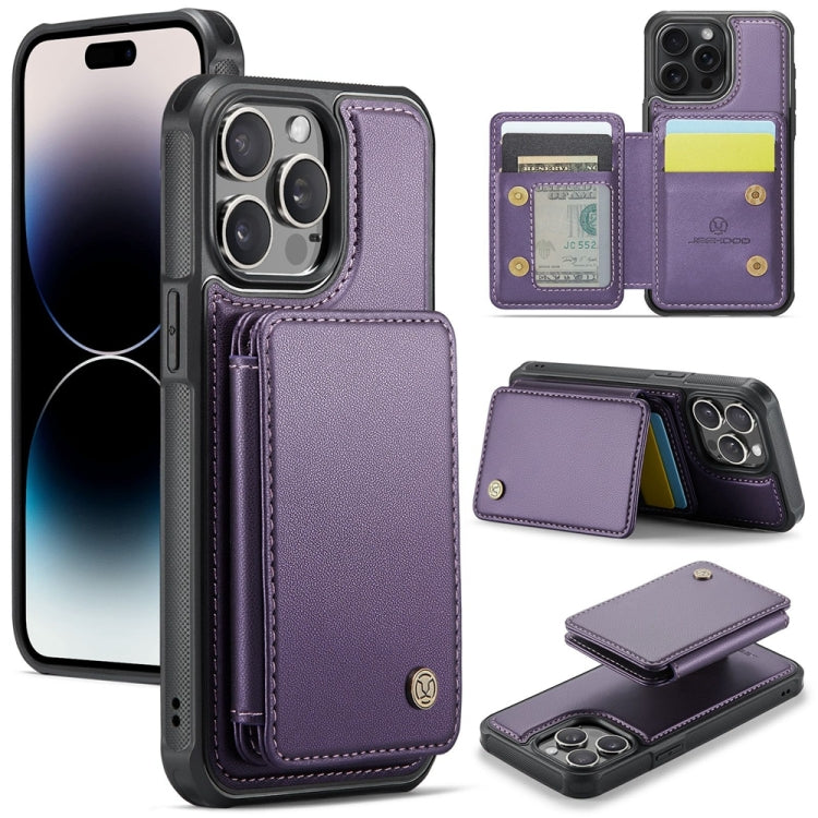 For iPhone 14 Pro Max JEEHOOD J05 Business Magnetic Style RFID Leather Phone Case(Purple) - iPhone 14 Pro Max Cases by JEEHOOD | Online Shopping UK | buy2fix