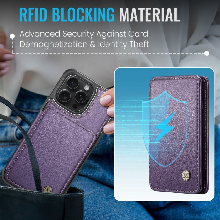 For iPhone 14 Pro Max JEEHOOD J05 Business Magnetic Style RFID Leather Phone Case(Purple) - iPhone 14 Pro Max Cases by JEEHOOD | Online Shopping UK | buy2fix