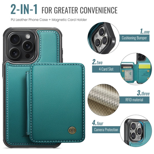 For iPhone 13 JEEHOOD J05 Business Magnetic Style RFID Leather Phone Case(Blue Green) - iPhone 13 Cases by JEEHOOD | Online Shopping UK | buy2fix