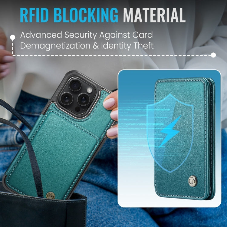 For iPhone 13 Pro Max JEEHOOD J05 Business Magnetic Style RFID Leather Phone Case(Blue Green) - iPhone 13 Pro Max Cases by JEEHOOD | Online Shopping UK | buy2fix