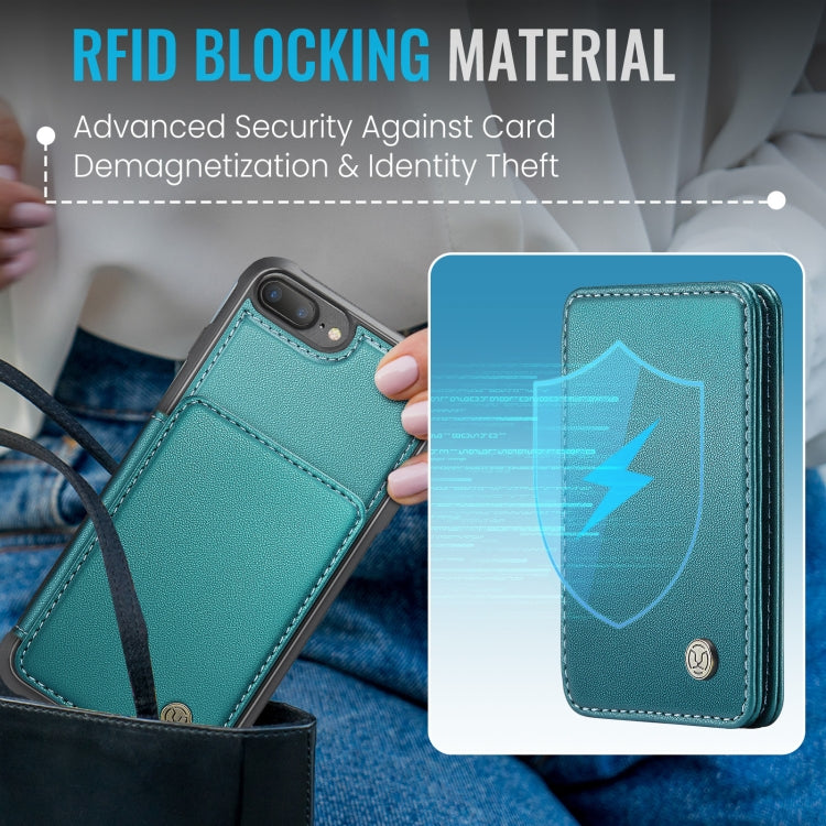 For iPhone 8 Plus / 7 Plus / 6 Plus JEEHOOD J05 Business Magnetic Style RFID Leather Phone Case(Blue Green) - More iPhone Cases by JEEHOOD | Online Shopping UK | buy2fix