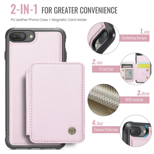 For iPhone 8 Plus / 7 Plus / 6 Plus JEEHOOD J05 Business Magnetic Style RFID Leather Phone Case(Pink) - More iPhone Cases by JEEHOOD | Online Shopping UK | buy2fix