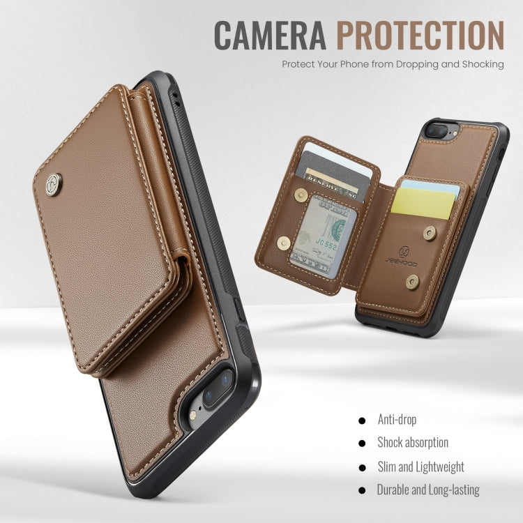 For iPhone 8 Plus / 7 Plus / 6 Plus JEEHOOD J05 Business Magnetic Style RFID Leather Phone Case(Brown) - More iPhone Cases by JEEHOOD | Online Shopping UK | buy2fix