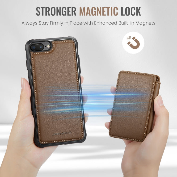 For iPhone 8 Plus / 7 Plus / 6 Plus JEEHOOD J05 Business Magnetic Style RFID Leather Phone Case(Brown) - More iPhone Cases by JEEHOOD | Online Shopping UK | buy2fix