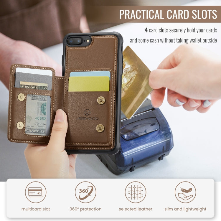 For iPhone 8 Plus / 7 Plus / 6 Plus JEEHOOD J05 Business Magnetic Style RFID Leather Phone Case(Brown) - More iPhone Cases by JEEHOOD | Online Shopping UK | buy2fix