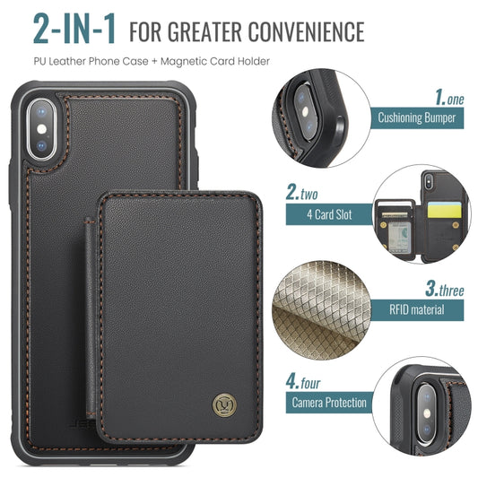 For iPhone X / XS JEEHOOD J05 Business Magnetic Style RFID Leather Phone Case(Black) - More iPhone Cases by JEEHOOD | Online Shopping UK | buy2fix