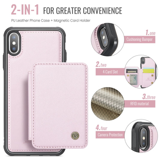 For iPhone X / XS JEEHOOD J05 Business Magnetic Style RFID Leather Phone Case(Pink) - More iPhone Cases by JEEHOOD | Online Shopping UK | buy2fix