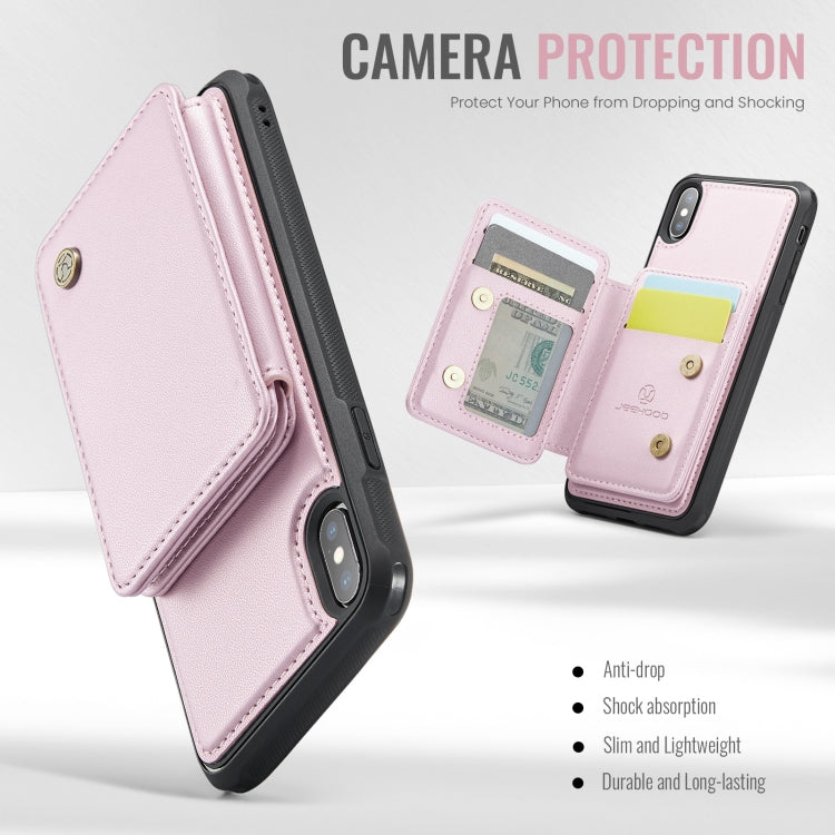 For iPhone X / XS JEEHOOD J05 Business Magnetic Style RFID Leather Phone Case(Pink) - More iPhone Cases by JEEHOOD | Online Shopping UK | buy2fix