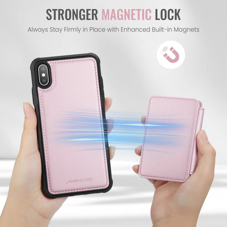 For iPhone X / XS JEEHOOD J05 Business Magnetic Style RFID Leather Phone Case(Pink) - More iPhone Cases by JEEHOOD | Online Shopping UK | buy2fix