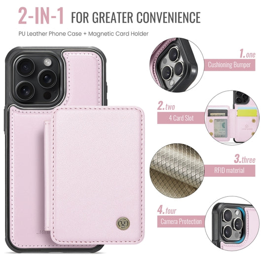 For iPhone 16 Pro Max JEEHOOD J05 Business Magnetic Style RFID Leather Phone Case(Pink) by JEEHOOD