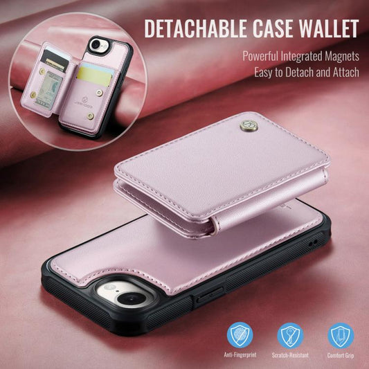 For iPhone 16e JEEHOOD J05 Business Magnetic Style RFID Leather Phone Case(Pink) - iPhone 16e Cases by JEEHOOD | Online Shopping UK | buy2fix