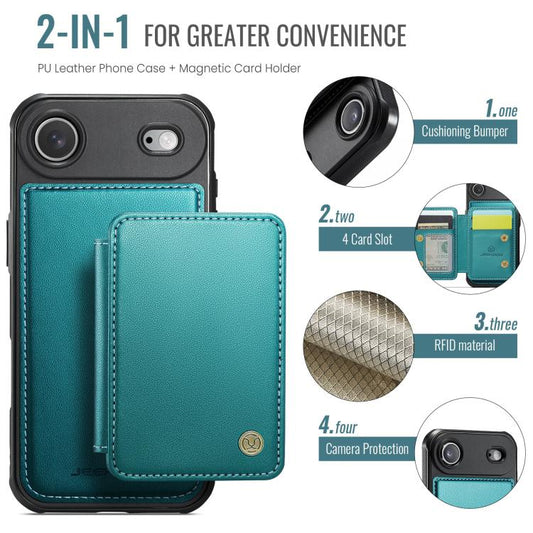 For iPhone Air JEEHOOD J05 Business Magnetic Style RFID Leather Phone Case(Blue Green) - iPhone Air Cases by JEEHOOD | Online Shopping UK | buy2fix