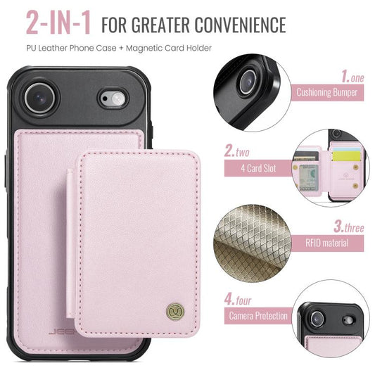 For iPhone Air JEEHOOD J05 Business Magnetic Style RFID Leather Phone Case(Pink) - iPhone Air Cases by JEEHOOD | Online Shopping UK | buy2fix