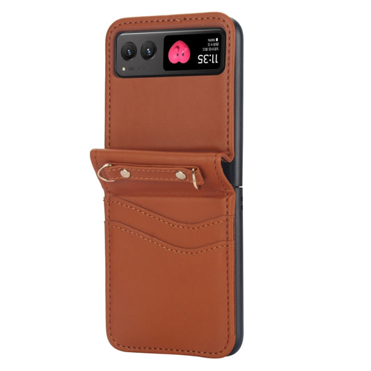 For Motorola Razr 40 Dual Card Slots Folding Phone Case(Brown) by buy2fix