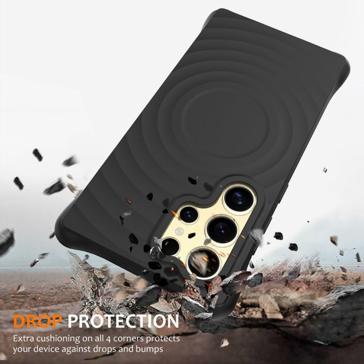For Samsung Galaxy S24 Ultra 5G Wave Texture MagSafe Magnetic Liquid Silicone Phone Case(Black) by buy2fix
