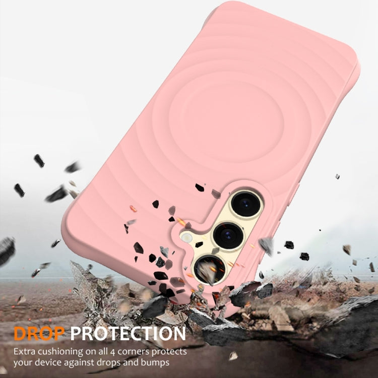 For Samsung Galaxy S25+ 5G Wave Texture MagSafe Magnetic Liquid Silicone Phone Case(Pink) by buy2fix