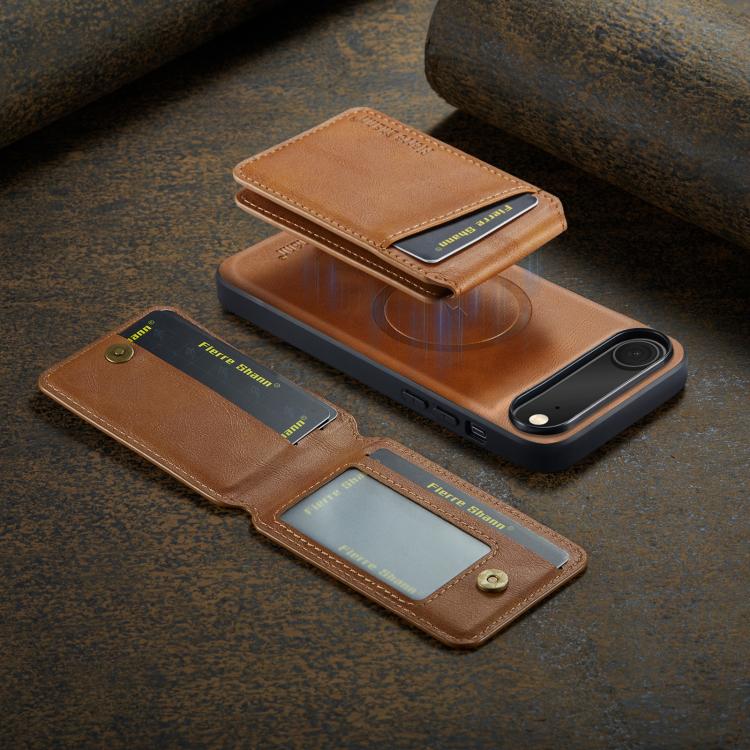 For iPhone Air Fierre Shann Cowhide Vertical Flip Magnetic Card Holder Phone Case(Brown) - iPhone Air Cases by FIERRE SHANN | Online Shopping UK | buy2fix