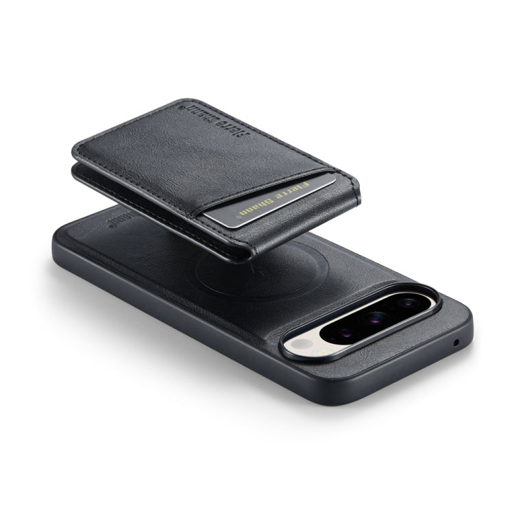 For Google Pixel 9 Pro Fierre Shann Cowhide Vertical Flip Magnetic Card Holder Phone Case(Black) - Google Cases by FIERRE SHANN | Online Shopping UK | buy2fix
