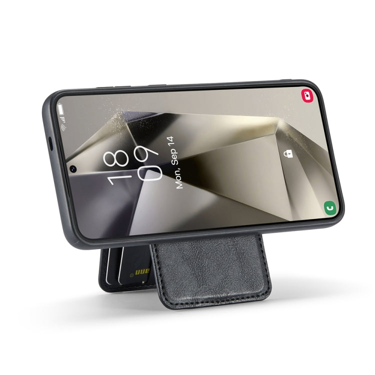 For Samsung Galaxy S24+ 5G Fierre Shann Cowhide Vertical Flip Magnetic Card Holder Phone Case(Black) - Galaxy S24+ 5G Cases by FIERRE SHANN | Online Shopping UK | buy2fix