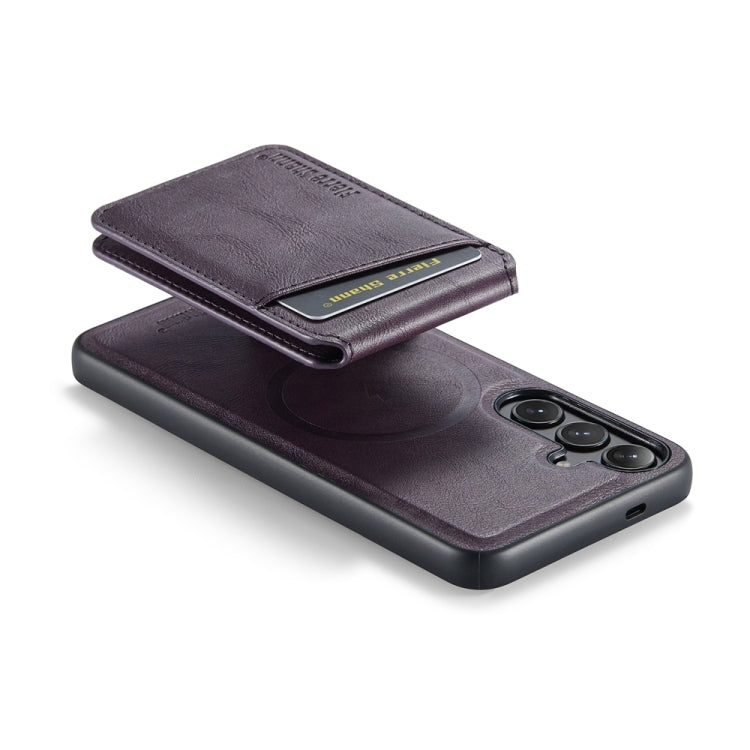 For Samsung Galaxy S24+ 5G Fierre Shann Cowhide Vertical Flip Magnetic Card Holder Phone Case(Purple) - Galaxy S24+ 5G Cases by FIERRE SHANN | Online Shopping UK | buy2fix