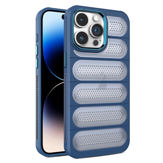 For iPhone 14 Pro Cooling Armor Translucent Mesh Breathable Phone Case(Blue) - iPhone 14 Pro Cases by buy2fix | Online Shopping UK | buy2fix