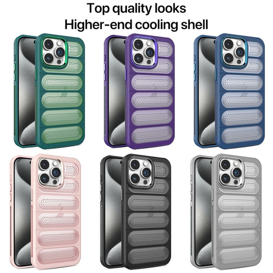 For iPhone 15 Pro Max Cooling Armor Translucent Mesh Breathable Phone Case(Pink) by buy2fix