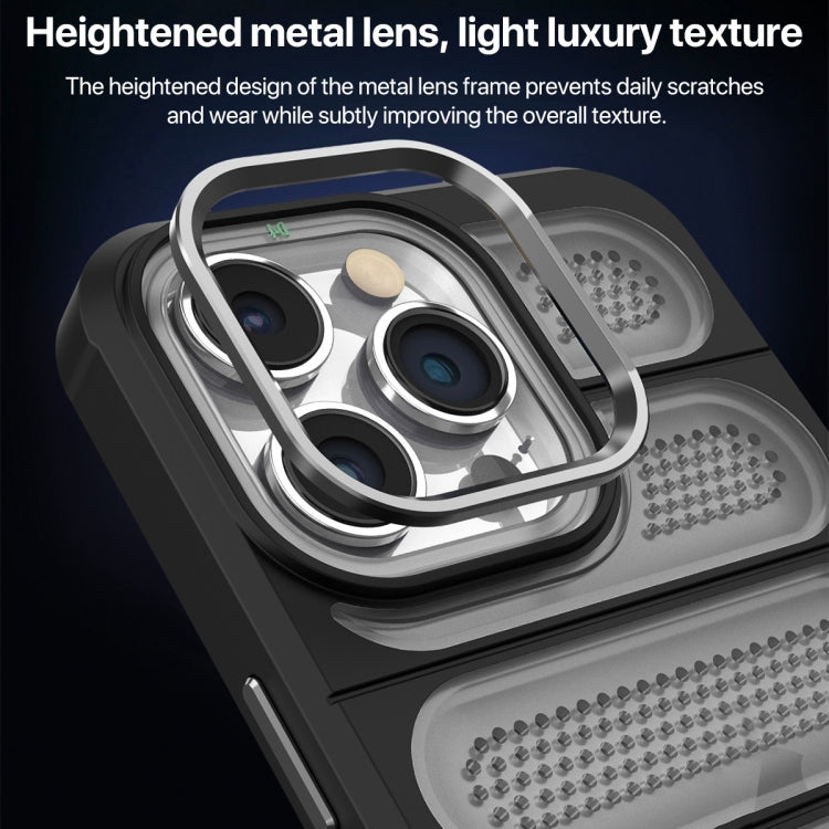 For iPhone 14 Pro Cooling Armor Translucent Mesh Breathable Phone Case(Grey) - iPhone 14 Pro Cases by buy2fix | Online Shopping UK | buy2fix