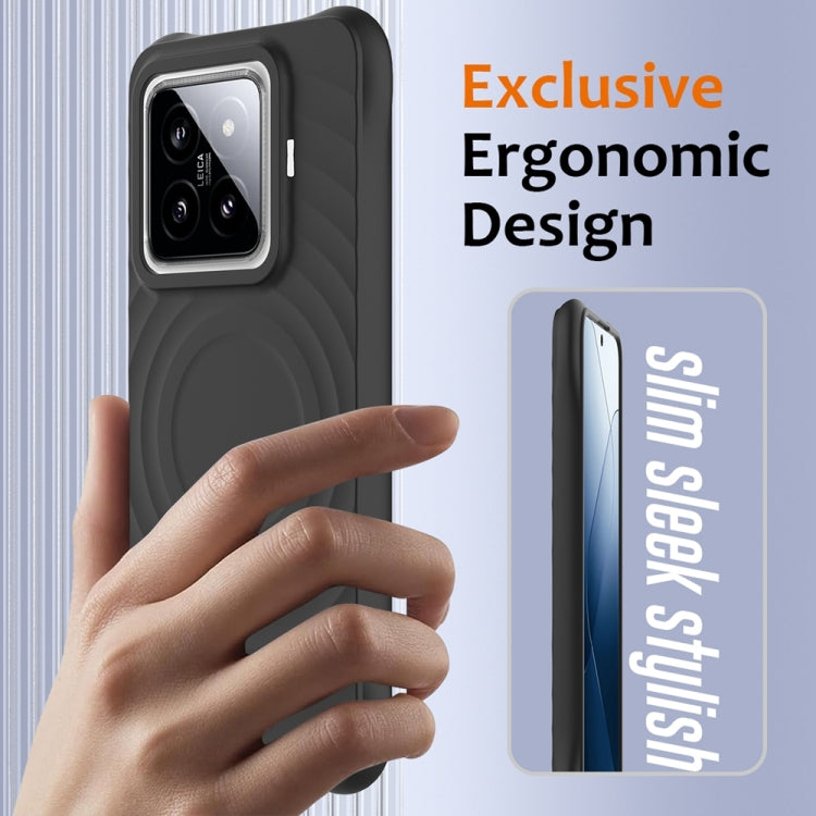 For Xiaomi 14 Pro Wave Texture MagSafe Magnetic Liquid Silicone Phone Case(Black) - 14 Pro Cases by buy2fix | Online Shopping UK | buy2fix