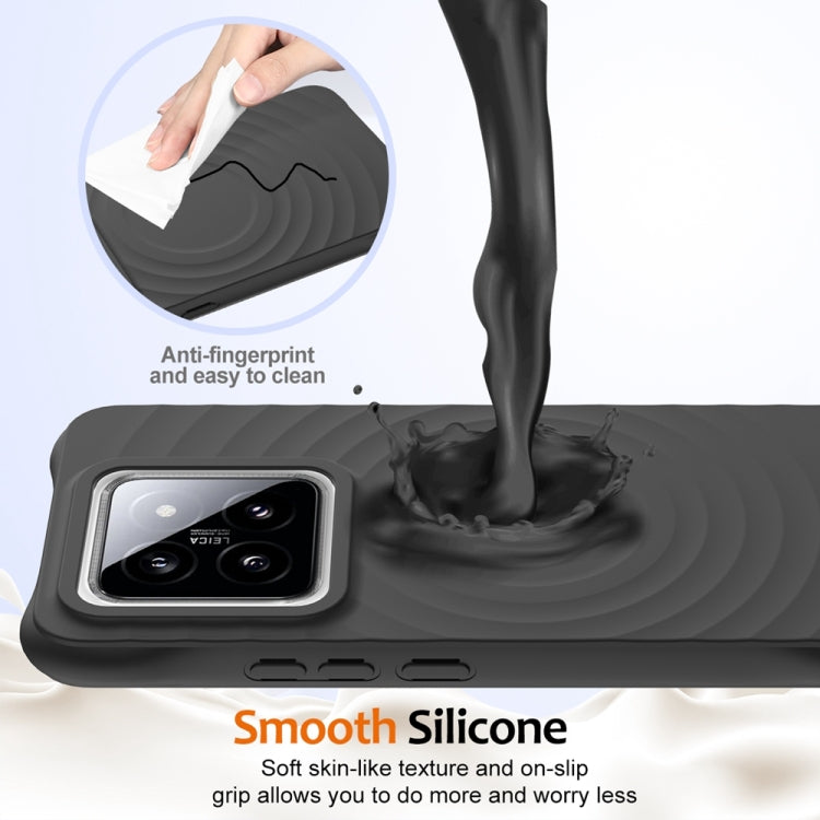 For Xiaomi 14 Pro Wave Texture MagSafe Magnetic Liquid Silicone Phone Case(Black) - 14 Pro Cases by buy2fix | Online Shopping UK | buy2fix