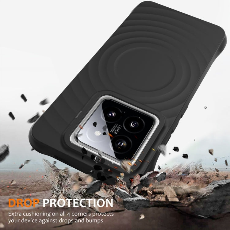 For Xiaomi 14 Pro Wave Texture MagSafe Magnetic Liquid Silicone Phone Case(Black) - 14 Pro Cases by buy2fix | Online Shopping UK | buy2fix