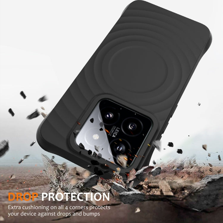 For Xiaomi 14 Wave Texture MagSafe Magnetic Liquid Silicone Phone Case(Black) by buy2fix