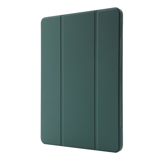 For iPad Air 11 2025 / 2024 Skin Feel Tri-fold Leather Tablet Case with Pen Slot(Dark Green) by buy2fix