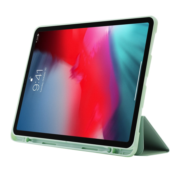 For iPad Air 13 2025 / 2024 Skin Feel Tri-fold Leather Tablet Case with Pen Slot(Matcha Green) - iPad Air 13 2025 / 2024 Cases by buy2fix | Online Shopping UK | buy2fix