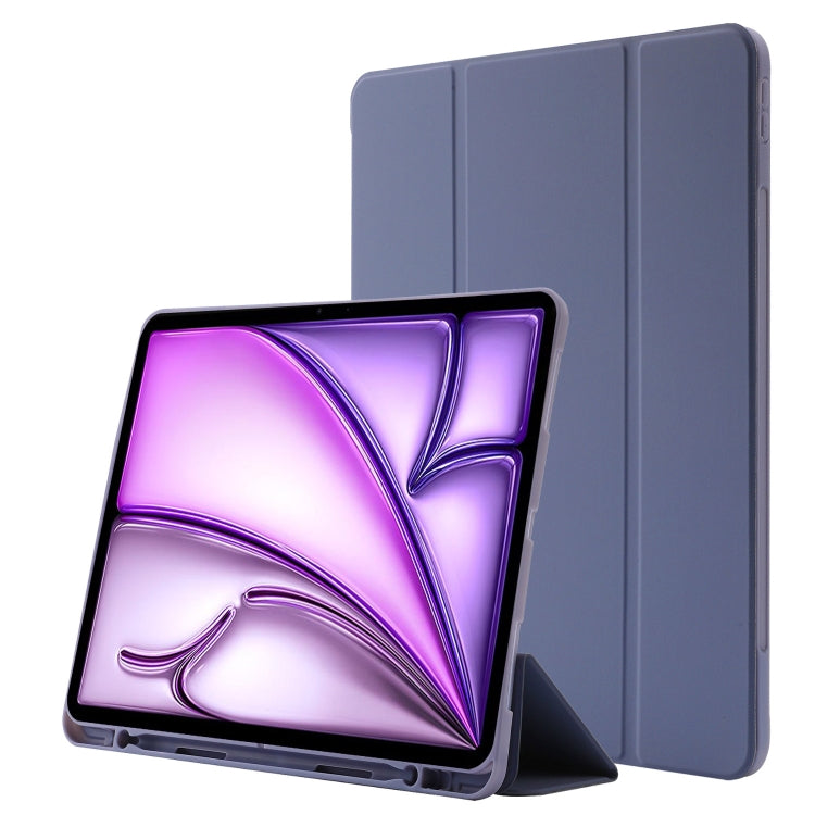 For iPad Air 13 2025 / 2024 Skin Feel Tri-fold Leather Tablet Case with Pen Slot(Lavender) - iPad Air 13 2025 / 2024 Cases by buy2fix | Online Shopping UK | buy2fix