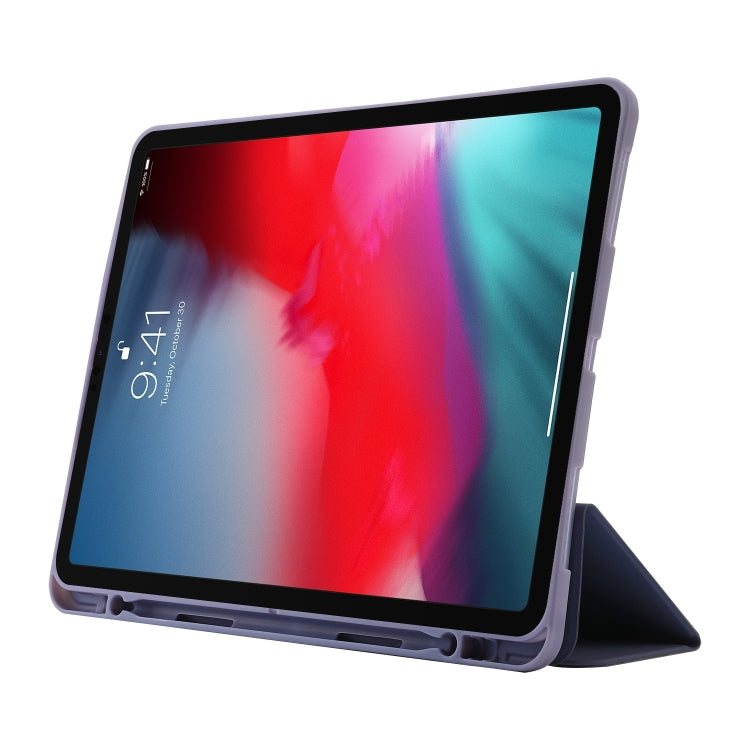 For iPad Air 13 2025 / 2024 Skin Feel Tri-fold Leather Tablet Case with Pen Slot(Lavender) - iPad Air 13 2025 / 2024 Cases by buy2fix | Online Shopping UK | buy2fix