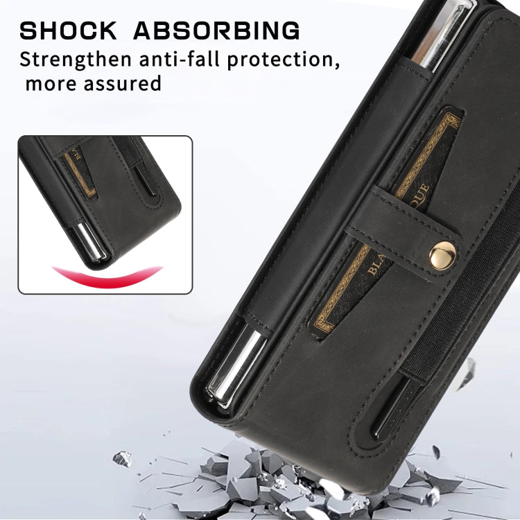 For Samsung Galaxy Z Fold5 5G PC Foldable Shockproof Leather Phone Case with Stylus(Black) - Galaxy Z Fold5 Cases by buy2fix | Online Shopping UK | buy2fix