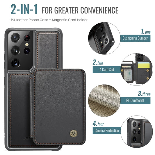 For Samsung Galaxy S21 Ultra 5G JEEHOOD J05 Business Magnetic Style RFID Leather Phone Case(Black) - Galaxy S21 Ultra 5G Cases by JEEHOOD | Online Shopping UK | buy2fix