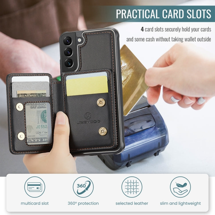 For Samsung Galaxy S22 5G JEEHOOD J05 Business Magnetic Style RFID Leather Phone Case(Black) - Galaxy S22 5G Cases by JEEHOOD | Online Shopping UK | buy2fix