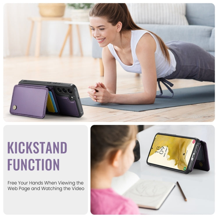 For Samsung Galaxy S22 5G JEEHOOD J05 Business Magnetic Style RFID Leather Phone Case(Purple) - Galaxy S22 5G Cases by JEEHOOD | Online Shopping UK | buy2fix