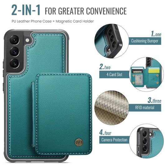 For Samsung Galaxy S22 5G JEEHOOD J05 Business Magnetic Style RFID Leather Phone Case(Blue Green) - Galaxy S22 5G Cases by JEEHOOD | Online Shopping UK | buy2fix