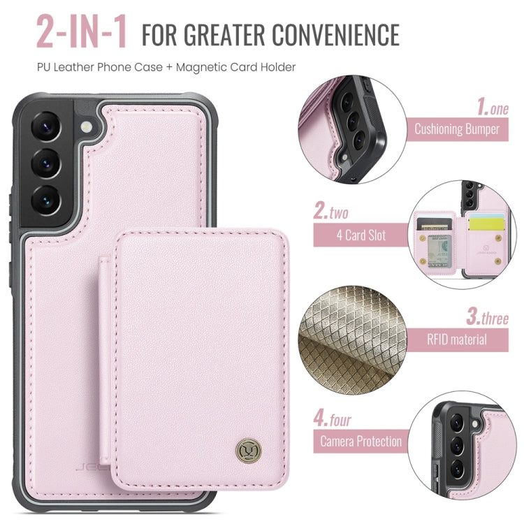 For Samsung Galaxy S22 5G JEEHOOD J05 Business Magnetic Style RFID Leather Phone Case(Pink) - Galaxy S22 5G Cases by JEEHOOD | Online Shopping UK | buy2fix