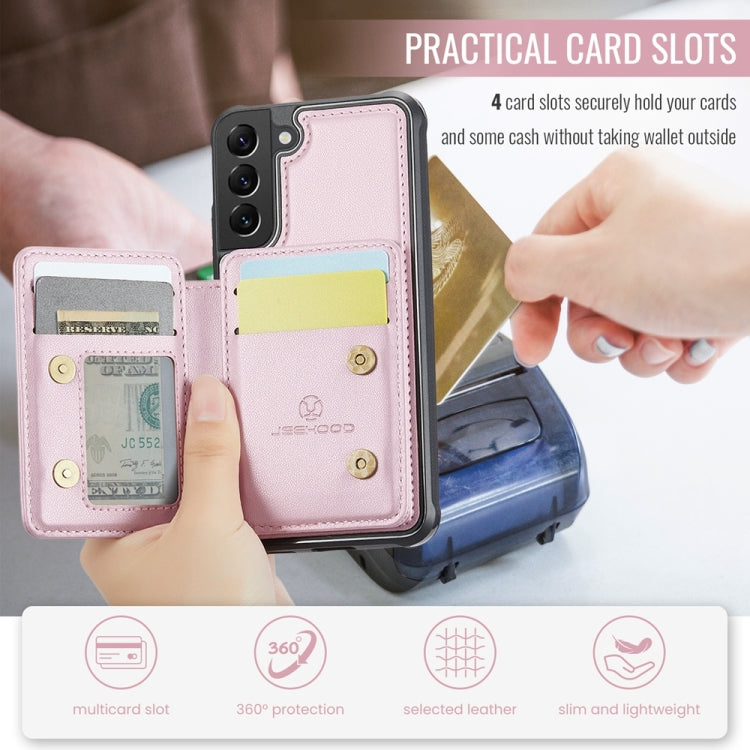 For Samsung Galaxy S22 5G JEEHOOD J05 Business Magnetic Style RFID Leather Phone Case(Pink) - Galaxy S22 5G Cases by JEEHOOD | Online Shopping UK | buy2fix