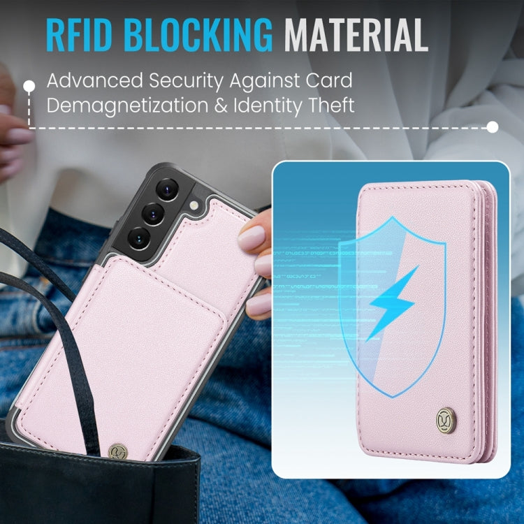 For Samsung Galaxy S22 5G JEEHOOD J05 Business Magnetic Style RFID Leather Phone Case(Pink) - Galaxy S22 5G Cases by JEEHOOD | Online Shopping UK | buy2fix