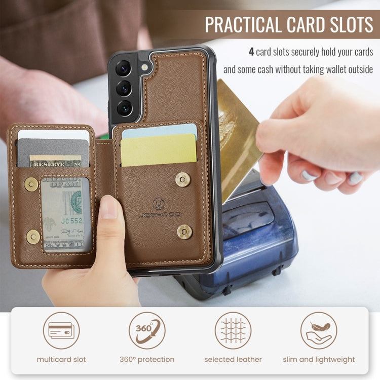 For Samsung Galaxy S22 5G JEEHOOD J05 Business Magnetic Style RFID Leather Phone Case(Brown) - Galaxy S22 5G Cases by JEEHOOD | Online Shopping UK | buy2fix